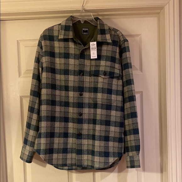 Todd Snyder Grey Blue Plaid Wool Utility Overshirt Sz